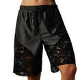 thumbnail image 1 of Shorts For Women Womens Patchwork Lace Trim Y2K Elastic Waist Baggy Sweat Workout Shorts, 1 of 7