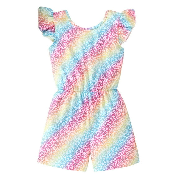 Shorts Jumpsuit For Baby Girls,Toddler Kids Boys Girls Summer Fashion Cute Flowers Print Flying Sleeve Romper Jumpsuit,5-6 Years