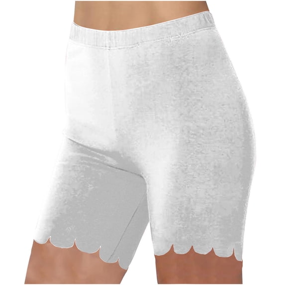 Shorts Leggings for Women High Waist Summer Casual Stretchy Yoga Workout Leggings Shorts Lightweight Biker Shorts No Pockets White,XXL