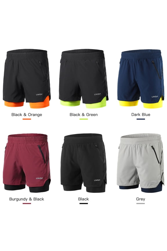 Shorts Men 2 In 1 Running Shorts Quick Drying Breathable Active Training Exercise Jogging Marathon Cycle Shorts