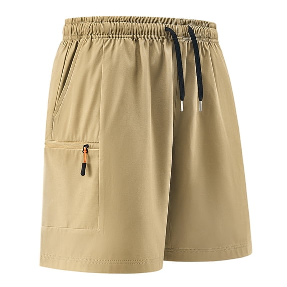 Shorts Men 7 Inch Summer Casual Track Shorts Fitting Drawstring Elastic Waist Athletic Workout Shorts with Zipper Pockets