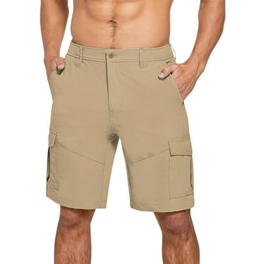Shorts Men Athletic Summer Loose Solid Semi Elastic Waist Zipper Fly Pocket Absorbing and Breathable Pants
