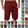 thumbnail image 1 of Shorts Men Cargo Shorts for Men Solid Colos Elastic Waist Straight-Leg Shorts Button Zipper Knee Length Cargo Pants With Multiple Pocket Straight Button Relaxed Fit Elastic Waist Pocket Work Shorts, 1 of 5