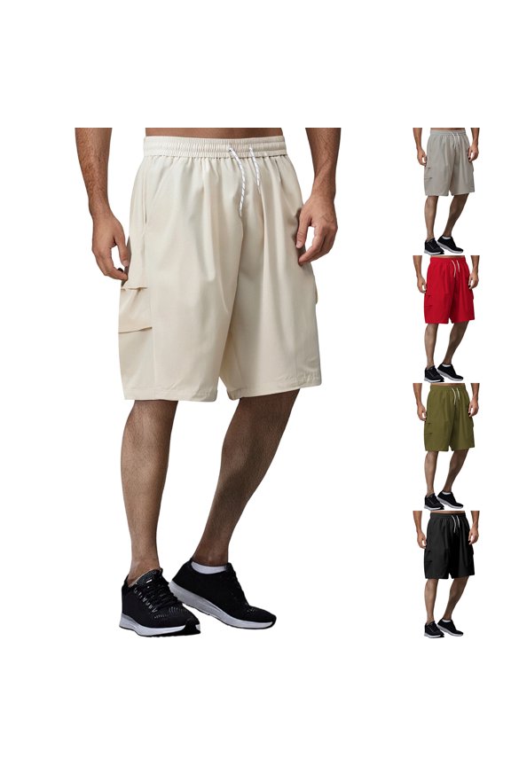 Shorts Men Casual Lightweight Solid Color Summer Short Pants with Zipper Pockets for Security White XXXXL