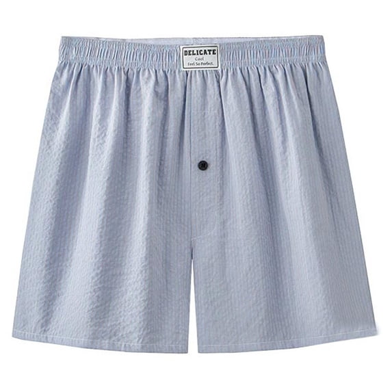 Shorts Men Casual Men's Spring Summer Striped Woven Loose Fit Casual Lightweight Shorts Sleep Pants for Home Light Blue L