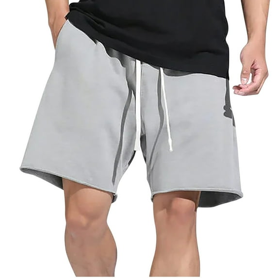 Shorts Men Casual Solid Color Casual Drawstring Pockets Elastic Sports Shorts Casual Shorts Men Gray XL
