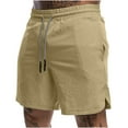 thumbnail image 1 of Shorts Men Casual Solid Color Casual Drawstring Pockets Elastic Sports Shorts Casual Shorts Men Khaki 3XL, 1 of 6
