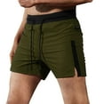 thumbnail image 1 of Shorts Men Fashion Casual Drawstring Elastic Pocket Zipper Running Fitness Shorts Shorts for Men Green L, 1 of 4