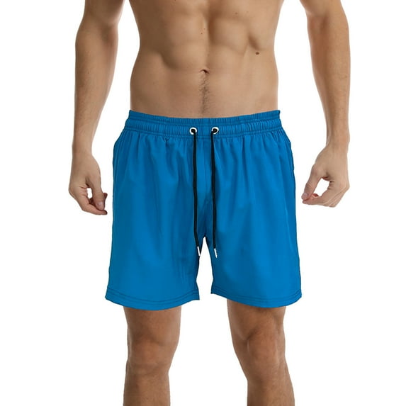 Shorts Men Fashion Casual Solid Drawstring Elastic With Pockets Beach Shorts Shorts for Men Peacock Blue L
