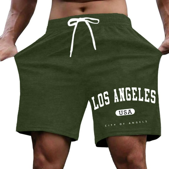 Shorts for Men – Fitted 7 Inch Sporty Gym Shorts Men's Casual Shorts For Everyday Wear With Letter Print Comfortable And Stylish Summer For Street Shopping And Relaxing