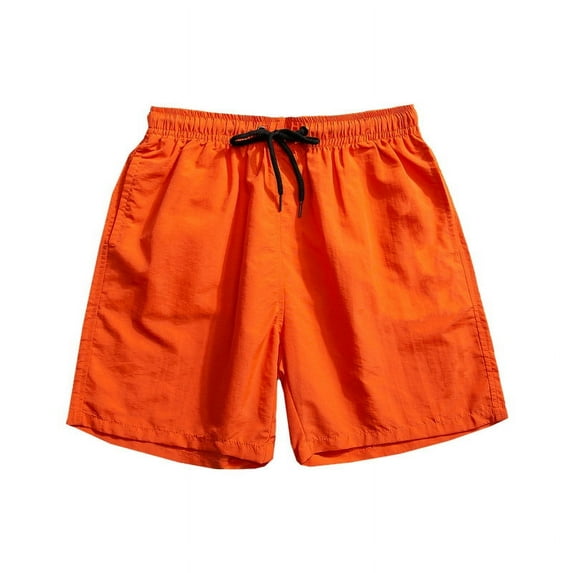 Shorts Men Holiday Solid ColorSpecial Print Beach Casual Trouser Shorts. Cargo Shorts for Men Orange XL
