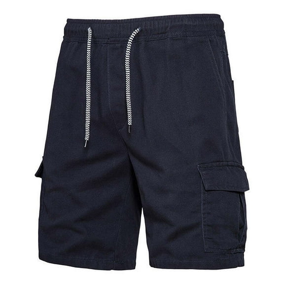 Shorts Men Qiggri Men Solid Color Fashion Multiple Pockets Drawstring Elastic Waist Shorts Mens Shorts Casual