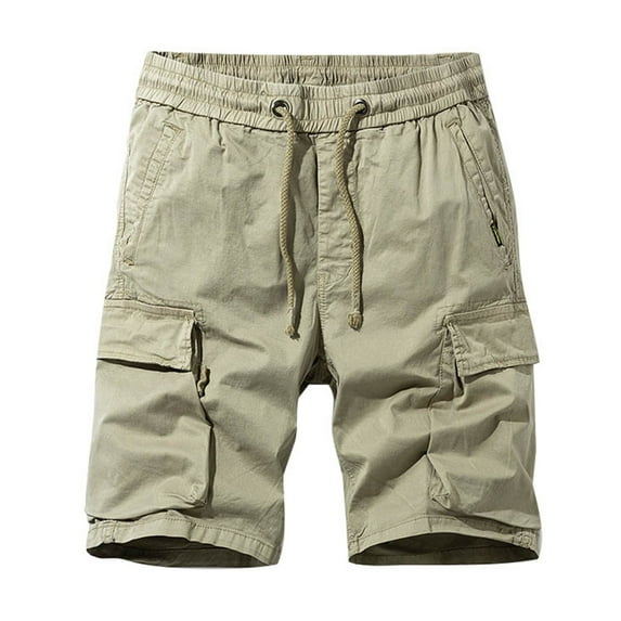 Shorts Men Stretch Waist Casual Cargo Shorts Summer 4 Pocket Beach Work Khaki 34