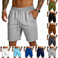 thumbnail image 1 of Shorts Men Stylish Elastic Waist Drawstring Gym Sweat Shorts Summer Lightweight Quick Dry Classic Fit Workout Shorts Light Gray XL, 1 of 4