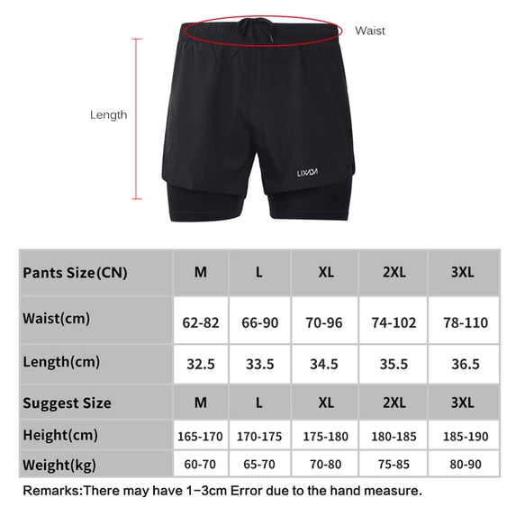 Shorts Men's 2-in-1 Running Shorts Quick Drying Breathable Active Training Exercise Jogging Cycle Shorts With Longer Liner