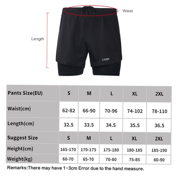 Shorts Men's 2-in-1 Running Shorts Quick Drying Breathable Active Training Exercise Jogging Cycle Shorts With Longer Liner
