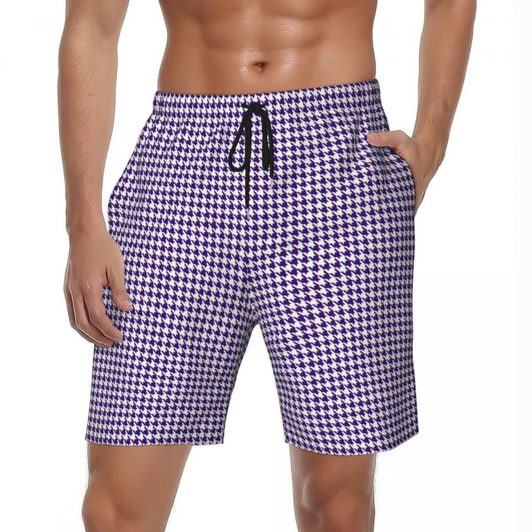 Shorts Men s Houndstooth Check Gym Shorts Summer Purple And Black Fashion Beach Shorts Male Sports Surf Fast Dry Pattern Swim Walmart