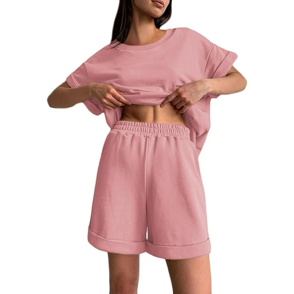 Shorts Pajama Set for Women Soft Casual Lounge Sets Short Sleeve 2 Piece Outfits with Pockets S-XXXL