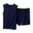 thumbnail image 1 of Shorts Pajamas Sets for Women Summer Soft Modal Sleepwear Sleeveless Versatile Comfy 2 Piece Lounge Set, 1 of 5