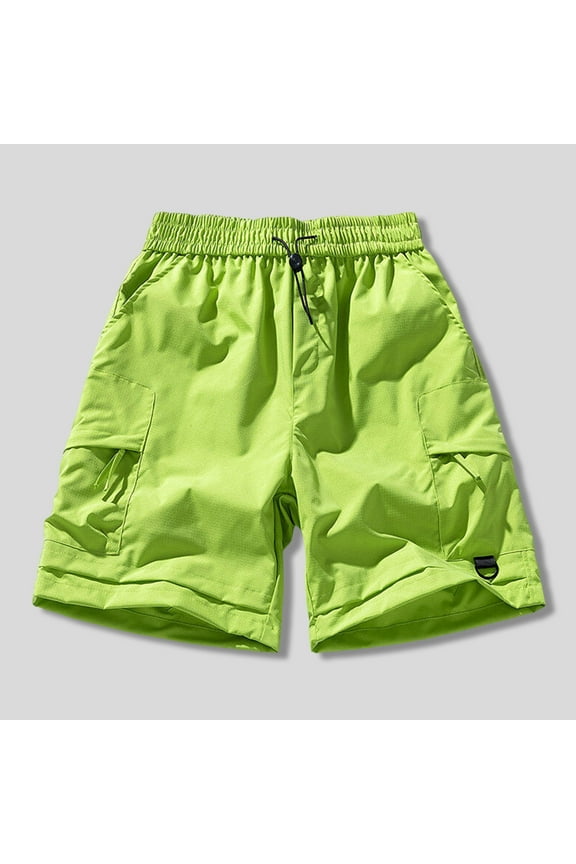 Shorts Pants for Men in $10 Solid Color Casual Elastic Waistband Zipper Pocket Workwear Shorts