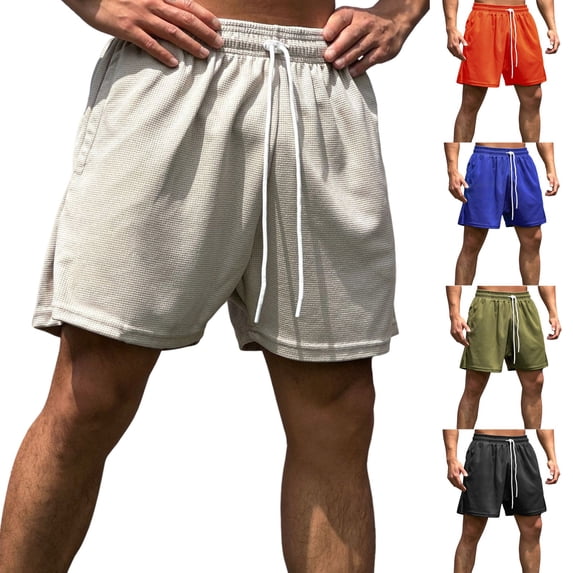 Shorts Para Hombre Cargo Shorts for Men Wrangler Cargo Shorts Men Solid Color Casual Fashion Lacing Waist Pockets Short Pants Sweat Pants Black M