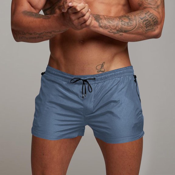 Shorts Para Hombre Men Casual Faddish Solid Shorts With Pocket Zipper Elastic Waist Short Pants Outdoor Sweatpants Dark Blue S