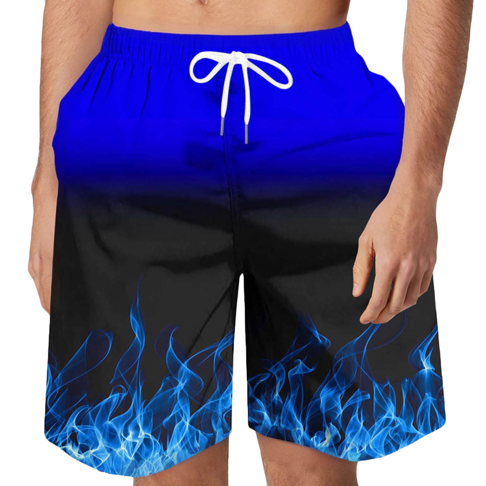 Shorts with Pockets Mens Elastic Waist Shorts Mens Beach Shorts ...