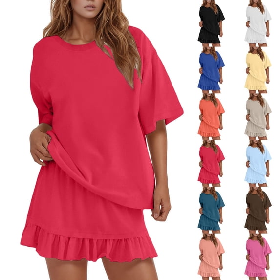 Shorts Set for Women 2 Piece Outfits Short Sleeve T Shirt & Shorts Summer Dresses Womens Outfits