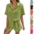 thumbnail image 1 of Shorts Set for Women Two Piece Outfits Button Down Shirt Top and Shorts Summer Womens Matching Sets, 1 of 7