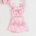 thumbnail image 1 of Shorts Sets for Girls 2 Piece Outfits 12M-6Y Toddlers Kids Cute Bowknot Sleeveless Cami Tops and Short Solid Going-Out Summer Beach Suits Set, 1 of 7