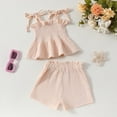 thumbnail image 1 of Shorts Sets for Girls 2 Piece Outfits 6M-3Y Toddlers Kids Cute Sleeveless Spaghetti Strap Tank Tops and Short Solid Going-Out Loungewear Set, 1 of 8