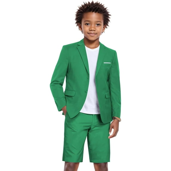 Shorts Suit for Boys 2 Piece Slim Fit Summer Suits Kids Tuxedos Outfits Blazer Shorts Set for Beach Wedding