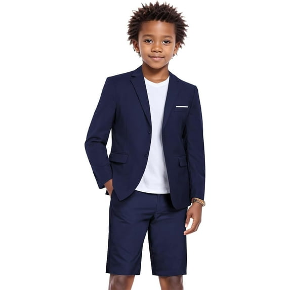 Shorts Suit for Boys 2 Piece Slim Fit Summer Suits Kids Tuxedos Outfits Blazer Shorts Set for Beach Wedding