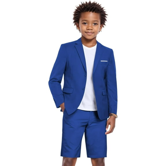 Shorts Suit for Boys 2 Piece Slim Fit Summer Suits Kids Tuxedos Outfits Blazer Shorts Set for Beach Wedding