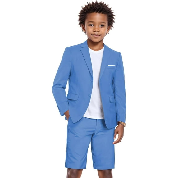 Shorts Suit for Boys 2 Piece Slim Fit Summer Suits Kids Tuxedos Outfits Blazer Shorts Set for Beach Wedding
