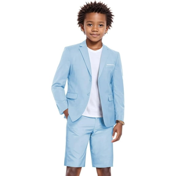 Shorts Suit for Boys 2 Piece Slim Fit Summer Suits Kids Tuxedos Outfits Blazer Shorts Set for Beach Wedding