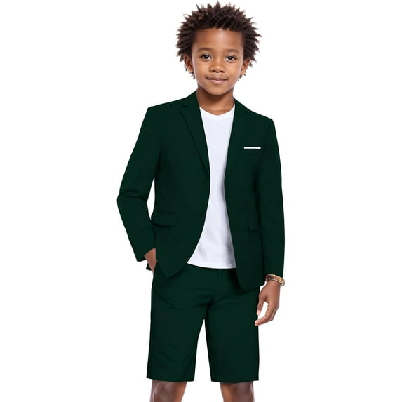 Shorts Suit for Boys 2 Piece Slim Fit Summer Suits Kids Tuxedos Outfits Blazer Shorts Set for Beach Wedding