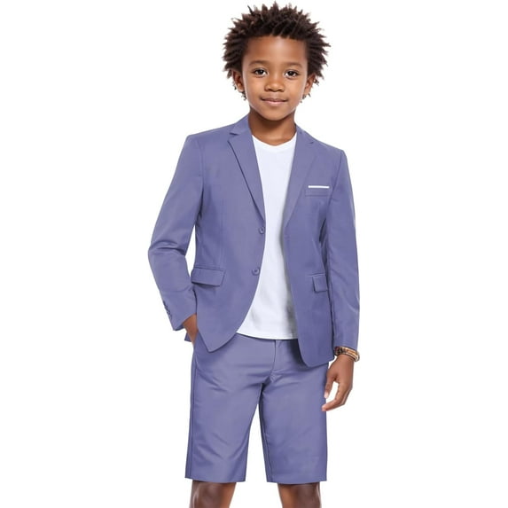 Shorts Suit for Boys 2 Piece Slim Fit Summer Suits Kids Tuxedos Outfits Blazer Shorts Set for Beach Wedding
