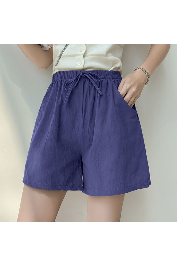 Shorts Summer A Word Outside Wear Five Broad Leg Large Size High Waist Loose Sports Three Imitated Linen Casual Pants Women 7 Inseam Shorts Women Womens plus Shorts Short Sleeve Tunics for Women to