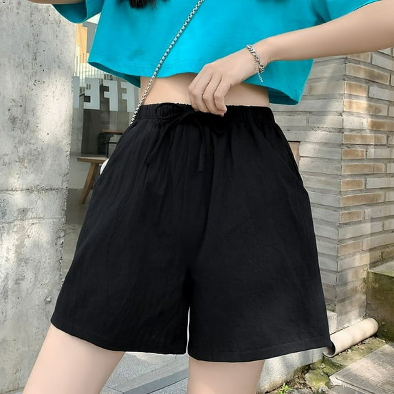 Shorts Summer A Word Outside Wear Five Broad Leg Large Size High Waist Loose Sports Three Imitated Linen Casual Pants Women 7 Inseam Shorts Women Womens plus Shorts Short Sleeve Tunics for Women to