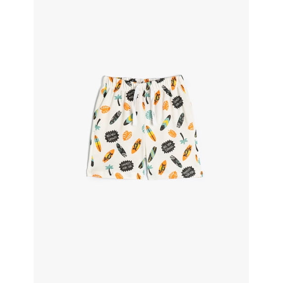 Shorts Surf Printed Pockets Detail Drawstring Cotton