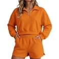thumbnail image 1 of Shorts and Sweatshirt Set for Women Mock Neck Sweatshirt Women Fall Sets Maternity Sets Comfort Sweat Set Casual Set Cute Matching Sets Terry Cloth Sets for Women Clothin，Orange2，XL, 1 of 5