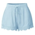 thumbnail image 1 of Shorts for Women Aoujea Plus Size for Women Elastic Waist Tie Cotton And Solid Color Linen Casual Shorts Women's Pants Wide Leg Pants Yellow on Clearance, 1 of 5