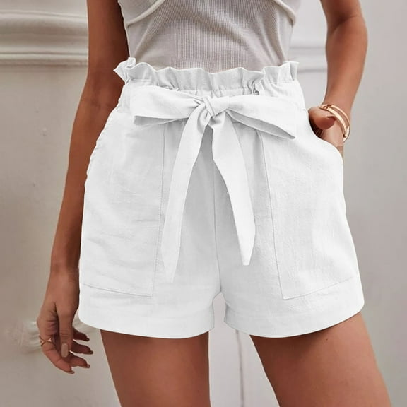 Shorts For Women Bowknot Belted Casual Elastic High Waisted Shorts Summer Beach Shorts For Women With Pockets Women's Shorts Denim Paper Bag Shorts Women Silk Robes for Women Short Women Shorts Pack