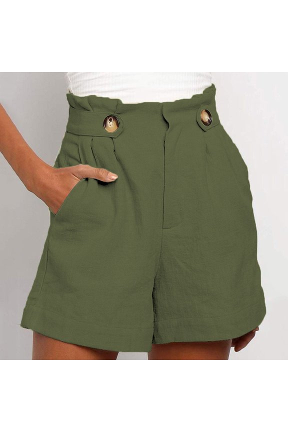 Shorts for Women Clearance!Yanyanz Shorts Fashion Summer Button with Pocket Women'S Shorts Casual Pants Teen Girl Gifts Trendy Stuff Womens Pants Army Green S