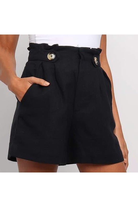 Shorts for Women Clearance!Yanyanz Shorts Fashion Summer Button with Pocket Women'S Shorts Casual Pants Teen Girl Gifts Trendy Stuff Womens Pants Black 2Xl
