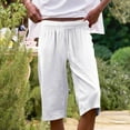 thumbnail image 1 of Shorts for Women Cotton Linen Blend Knee Length Bermuda Shorts Elastic Waistband Functional Pockets Solid Color Casual Daily Wear Summer Casual Beach High Waisted Elastic Women'S Shorts, 1 of 5