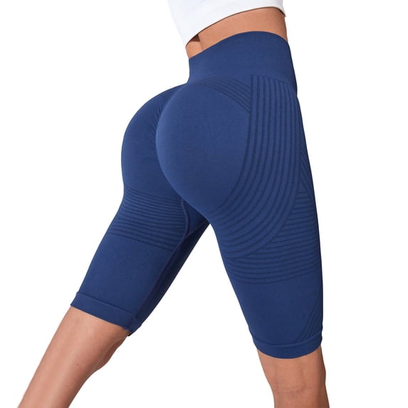 Shorts For Women High Waist Knee Length Yoga Biker Shorts Butt Lifting Workout Shorts Soft Polyester & Spandex Fabric Breathable For Gym & Running L Yoga Shorts