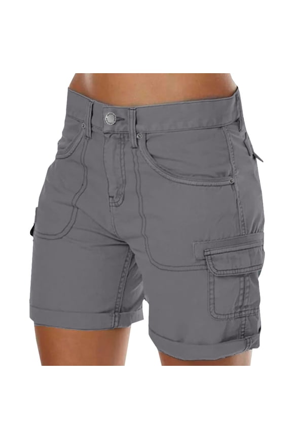 Shorts for Women High Waisted Running Shorts Travel Gym Summer Club Style Women's Loose Solid Color Mini Pant Summer Beach Shorts Buttons Short Hot Pants Cargo Shorts