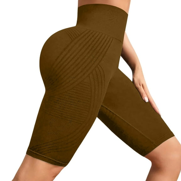 Shorts For Women Hip Lifting Fitness Shorts Textured Compression High Waisted Tight Fit Yoga Shorts Soft Blended Fabric Ideal For Daily & Casual Occasions L Yoga Shorts